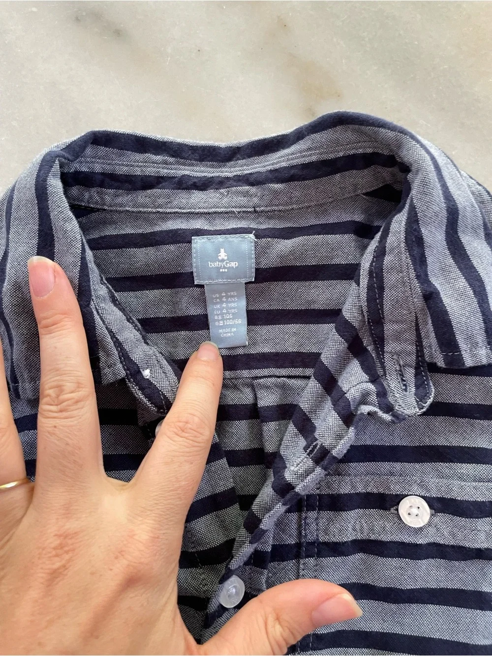 GAP Navy and Gray Striped Button-Down Shirt